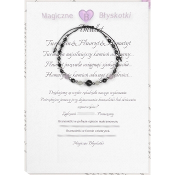 Bransoletka celebrytka czarny TURMALIN FLUORYT HEMATYT ochrona i spokój